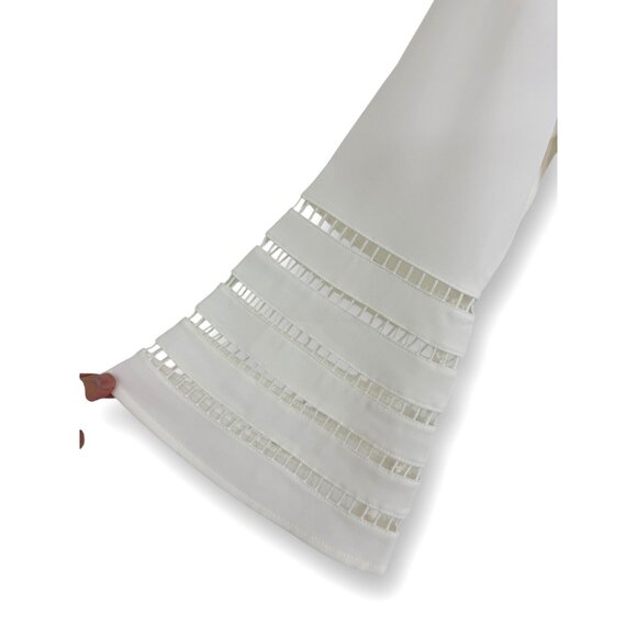 Size Small CALVIN KLEIN WHITE BELL SLEEVE LINED BLOUSE Top Shirt Spring Summer - Picture 3 of 7